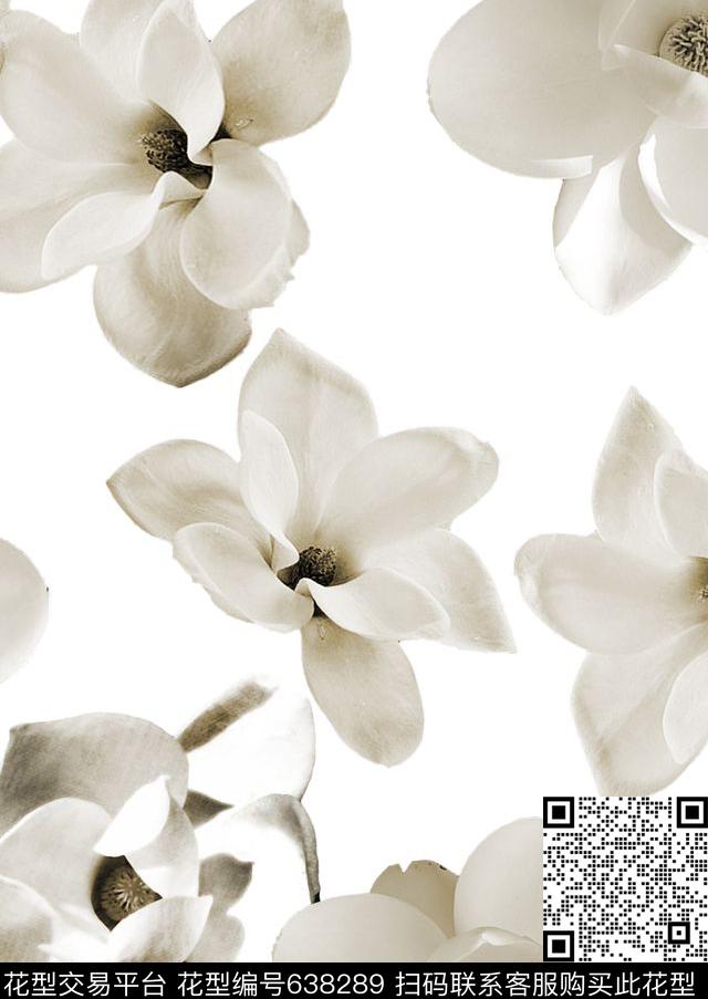 玫瑰荷花玉兰花数码印花华亿平台下载（图片编号: 638289） - 瓦栏（Walan）