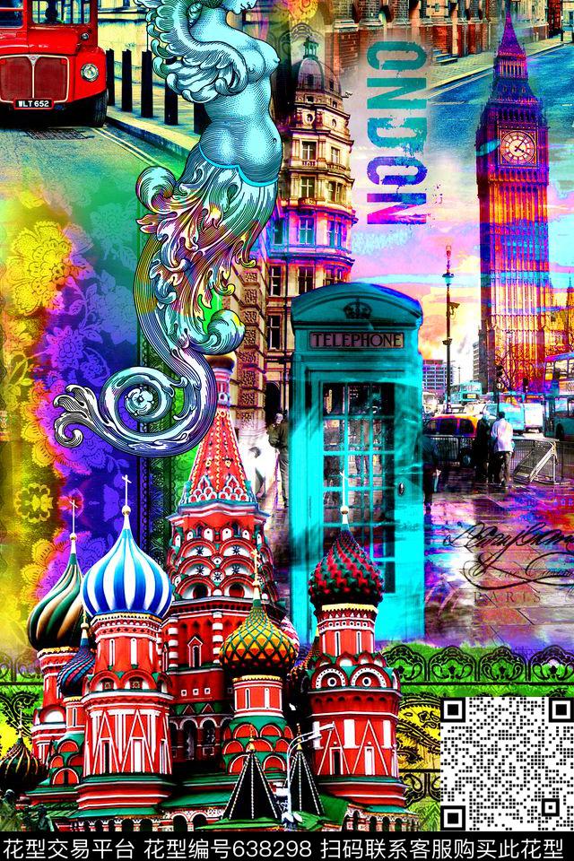 欧式风景建筑数码印花华亿平台下载（图片编号: 638298） - 瓦栏（Walan）