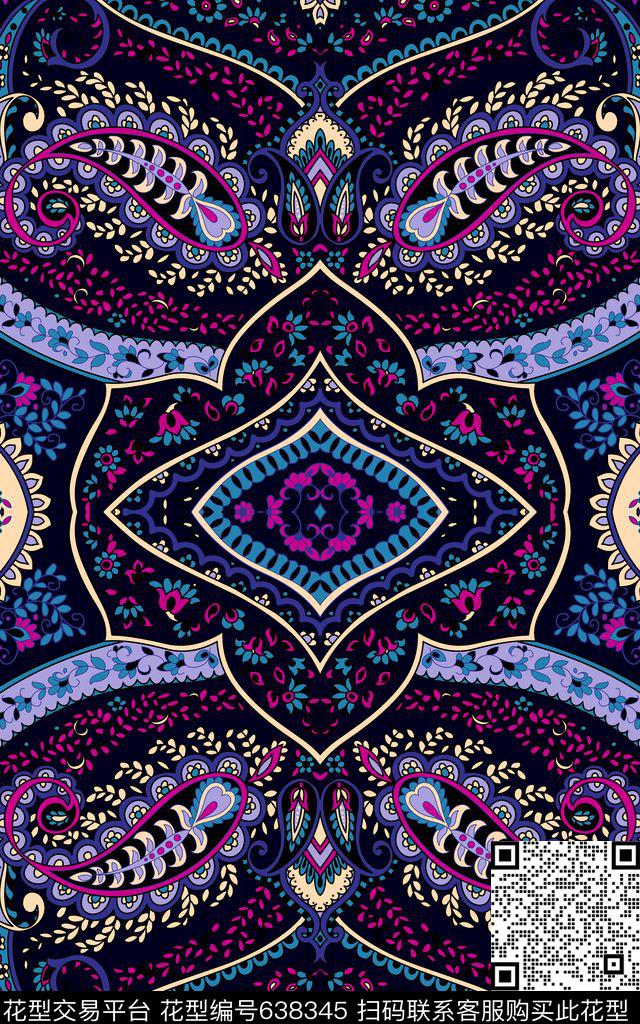 波西米亚民族风0分色区传统印花华亿平台下载（图片编号: 638345） - 瓦栏（Walan）