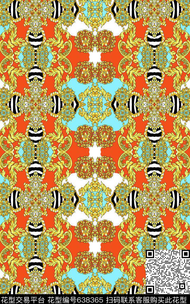 民族风0分色区卷叶草花卉传统印花华亿平台下载（图片编号: 638365） - 瓦栏（Walan）