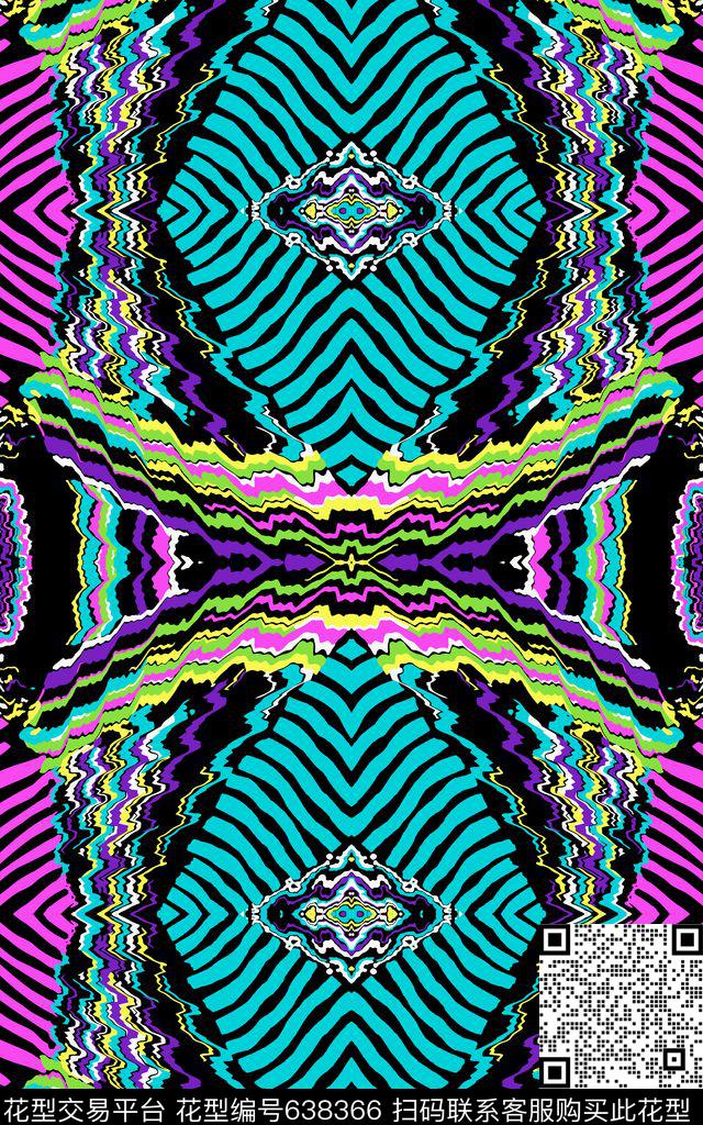 三角形动物纹理0分色区传统印花华亿平台下载（图片编号: 638366） - 瓦栏（Walan）