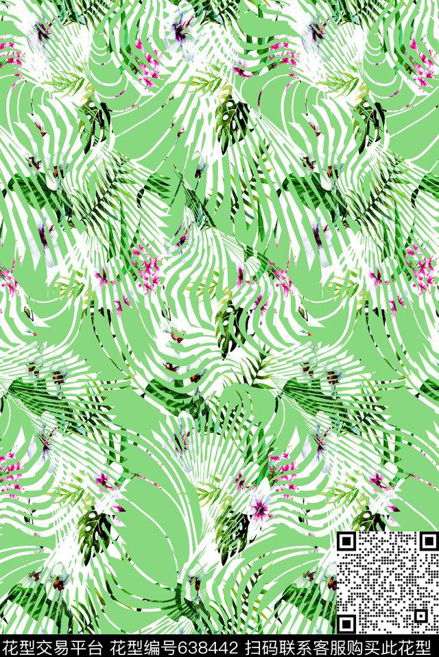 花卉时尚几何数码印花华亿平台下载（图片编号: 638442） - 瓦栏（Walan）