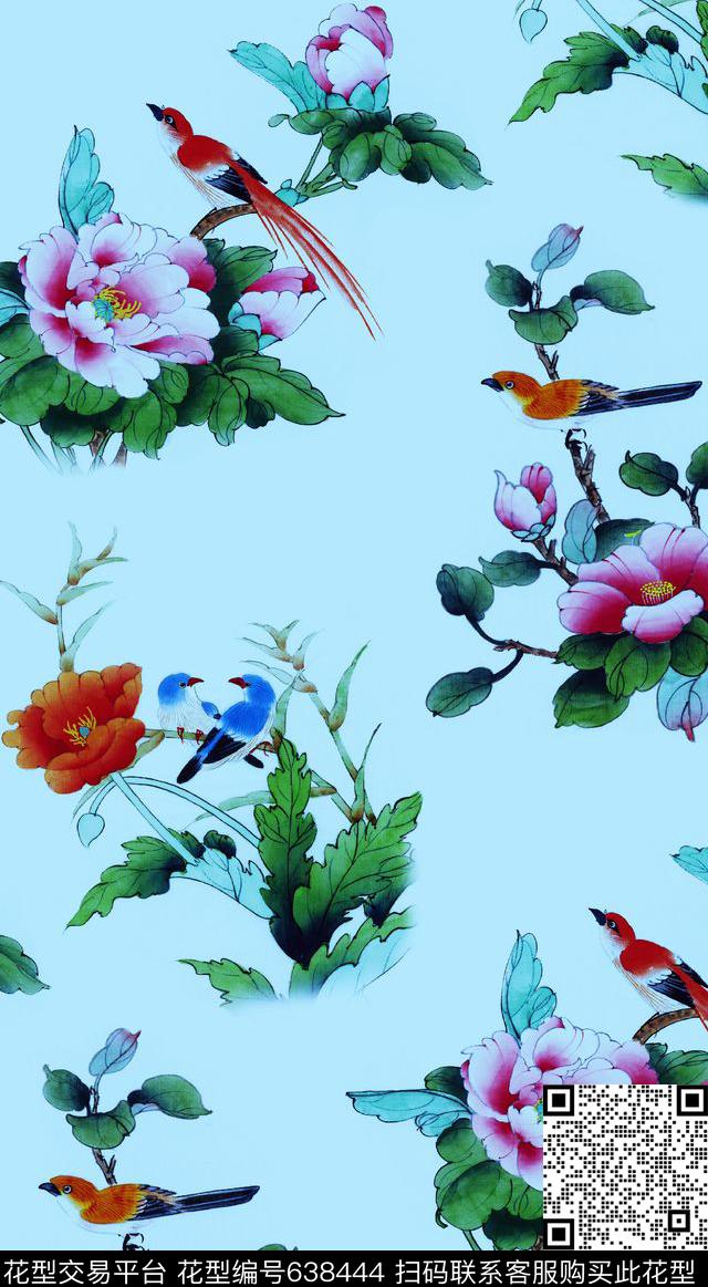 花朵花卉清新花卉传统印花华亿平台下载（图片编号: 638444） - 瓦栏（Walan）