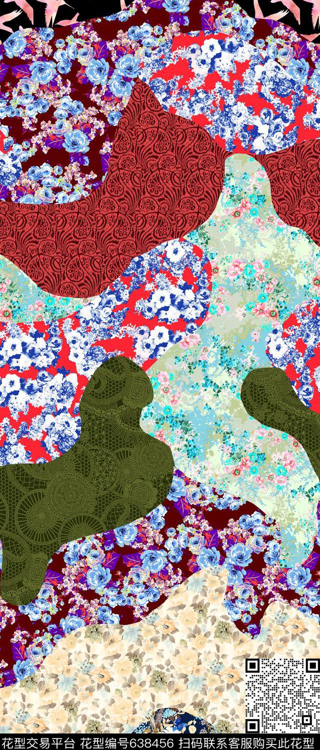 欧美大牌风佩斯利数码印花华亿平台下载（图片编号: 638456） - 瓦栏（Walan）