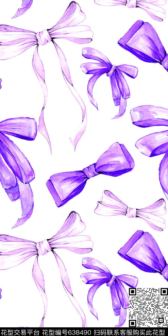 watercolorpurplebows传统印花华亿平台下载（图片编号: 638490） - 瓦栏（Walan）