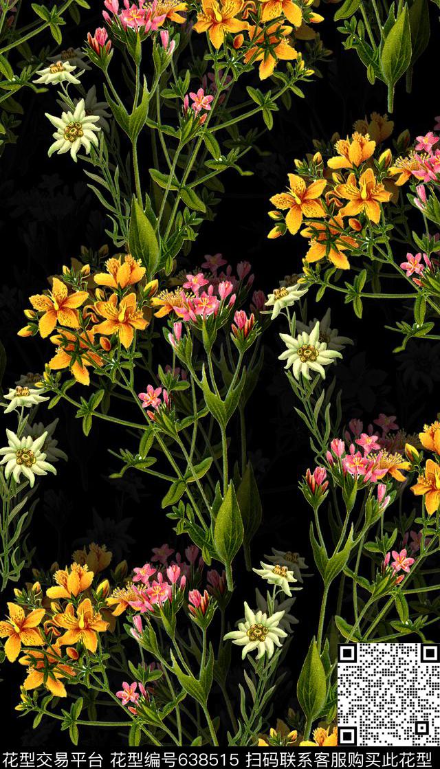 复古女装花卉组合数码印花华亿平台下载（图片编号: 638515） - 瓦栏（Walan）