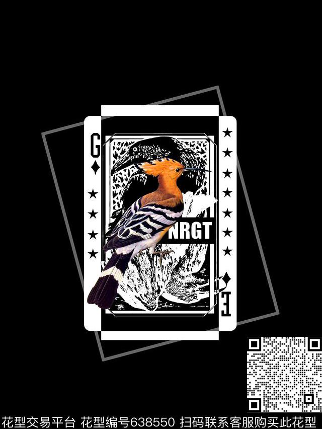 扑克牌鸟男装T恤数码印花华亿平台下载（图片编号: 638550） - 瓦栏（Walan）