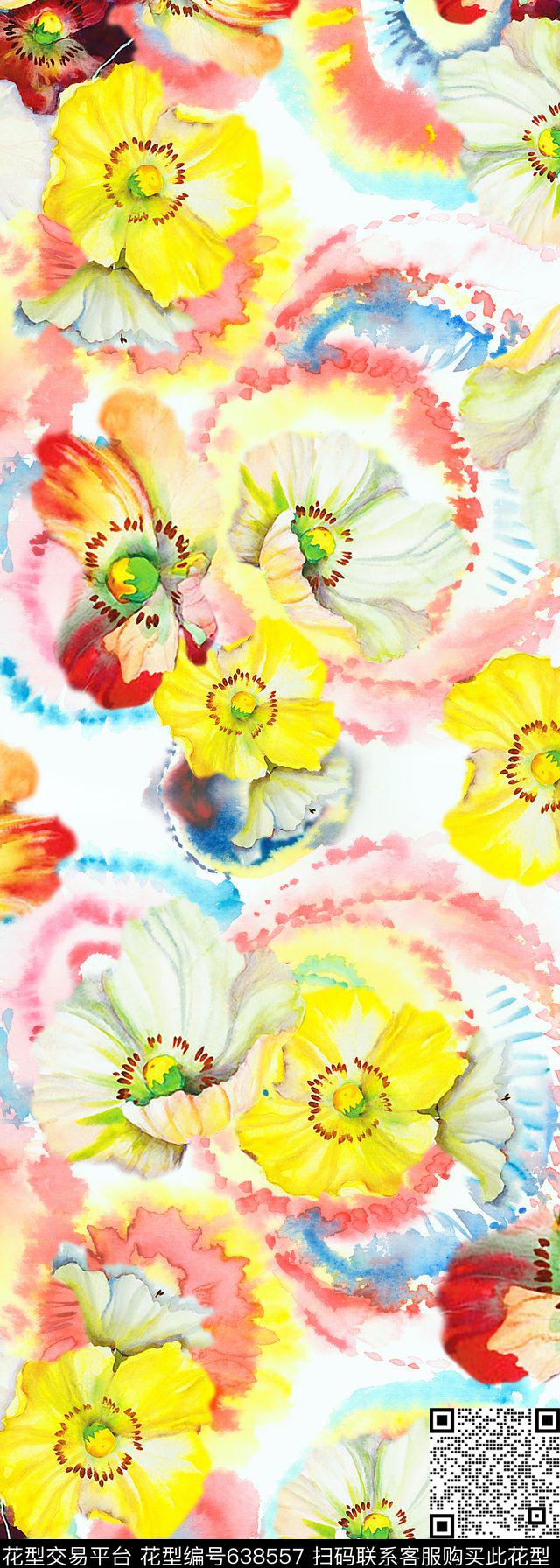 时尚优雅花卉丝巾长巾数码印花华亿平台下载（图片编号: 638557） - 瓦栏（Walan）