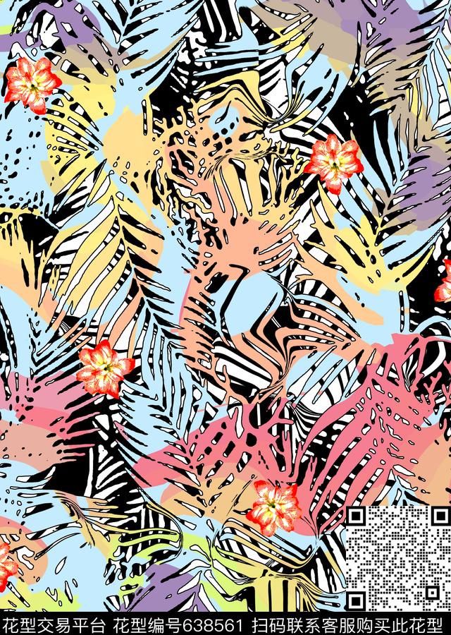 女装男装棕榈叶数码印花华亿平台下载（图片编号: 638561） - 瓦栏（Walan）