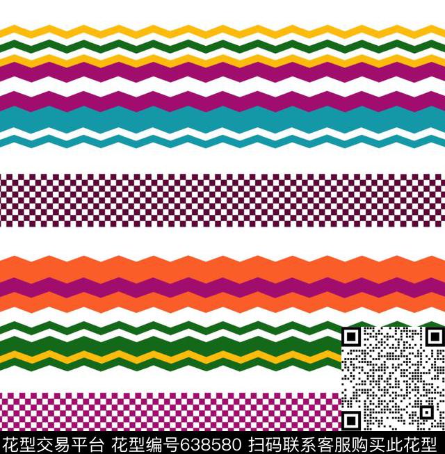 曲线波浪条纹细条纹传统印花华亿平台下载（图片编号: 638580） - 瓦栏（Walan）
