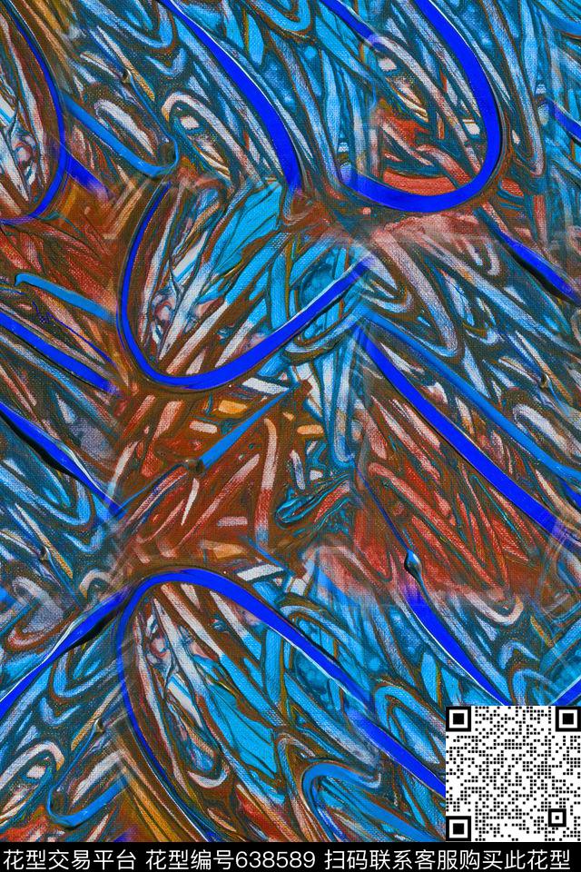 笔触条纹笔触油画肌理数码印花华亿平台下载（图片编号: 638589） - 瓦栏（Walan）