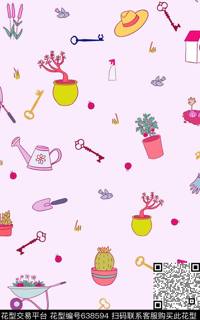 卡通钥匙可爱数码印花华亿平台下载（图片编号: 638594） - 瓦栏（Walan）