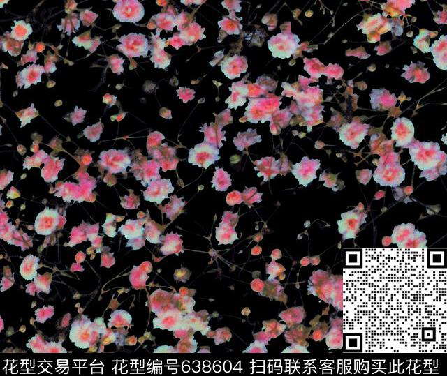 花卉满天星数码印花华亿平台下载（图片编号: 638604） - 瓦栏（Walan）