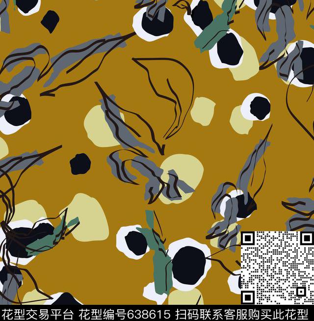 抽象花卉波点传统印花华亿平台下载（图片编号: 638615） - 瓦栏（Walan）