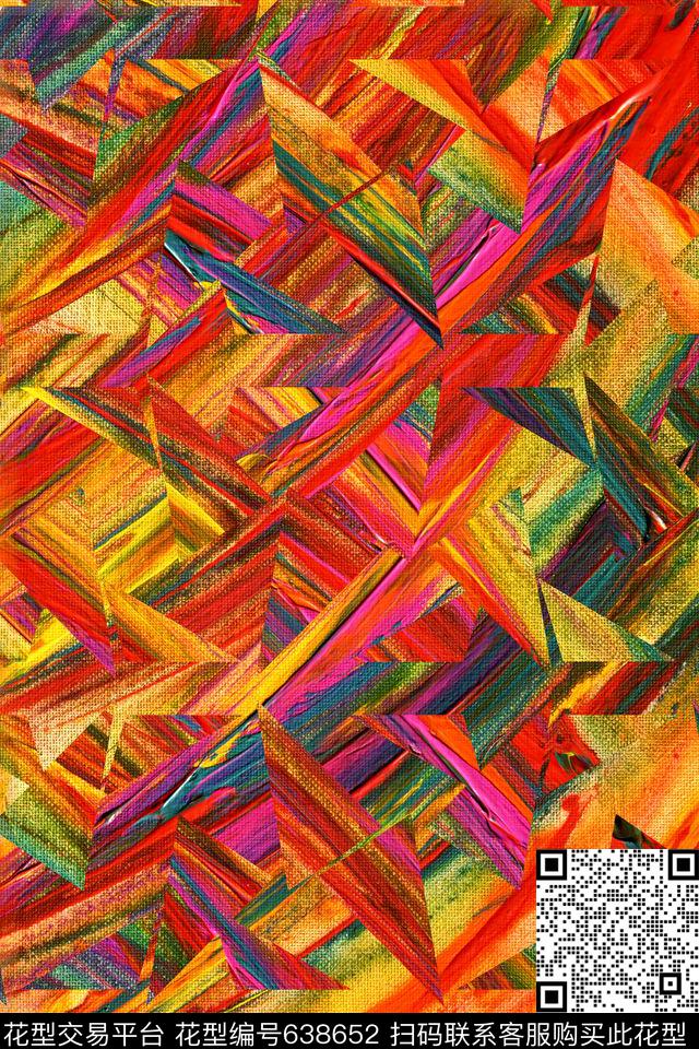 笔触条纹笔触油画肌理数码印花华亿平台下载（图片编号: 638652） - 瓦栏（Walan）