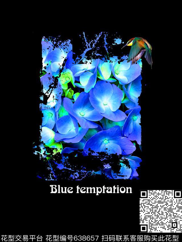 胸前独幅花卉女装数码印花华亿平台下载（图片编号: 638657） - 瓦栏（Walan）