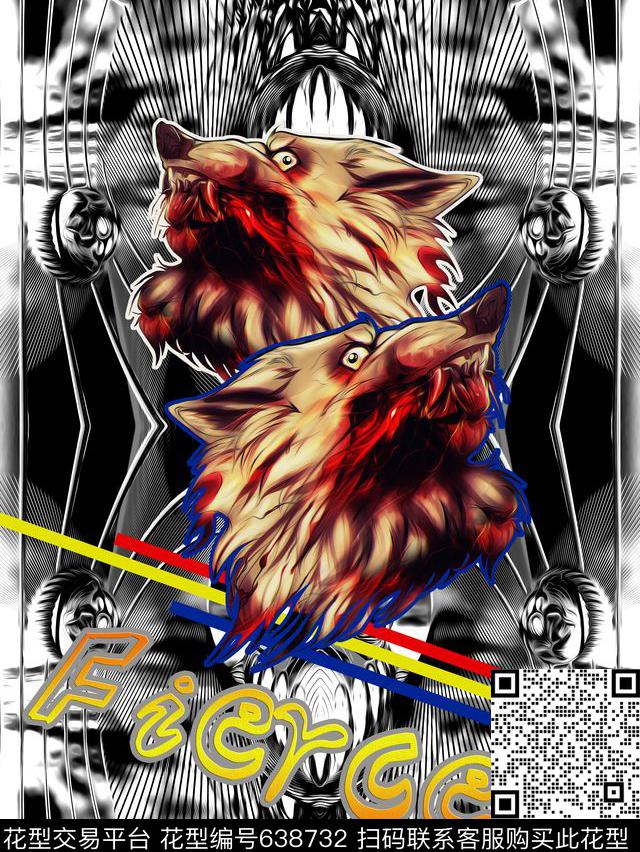 定位狼头。夹克男装数码印花华亿平台下载（图片编号: 638732） - 瓦栏（Walan）