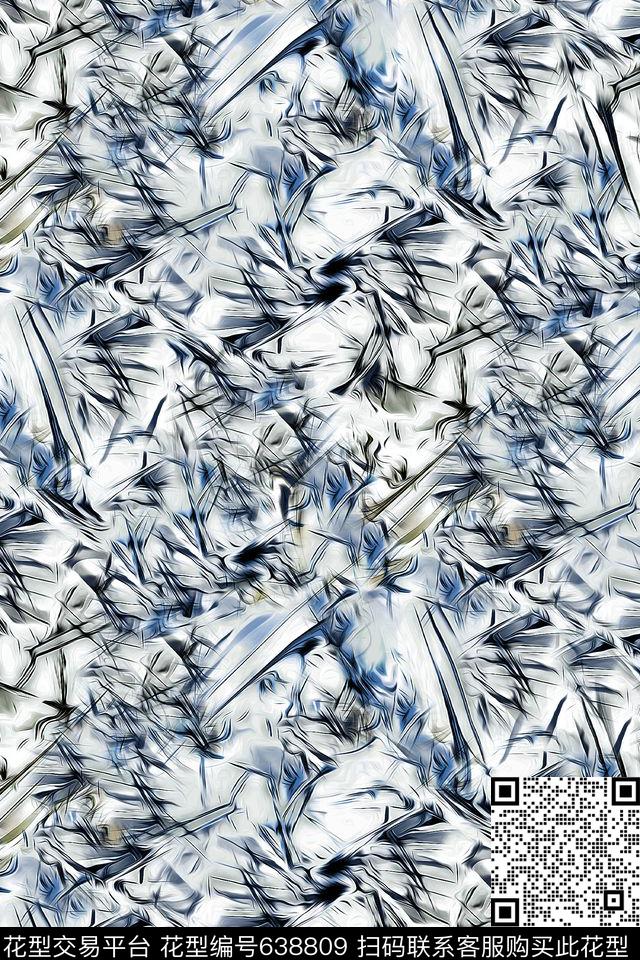 抽象笔刷纹理晕色数码印花华亿平台下载（图片编号: 638809） - 瓦栏（Walan）