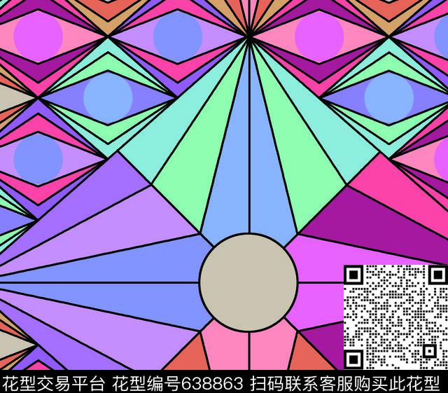 不规则几何菱形圆形传统印花华亿平台下载（图片编号: 638863） - 瓦栏（Walan）