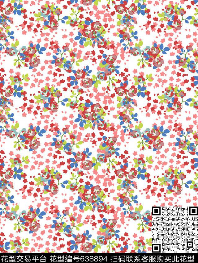 花卉小碎花女装传统印花华亿平台下载（图片编号: 638894） - 瓦栏（Walan）