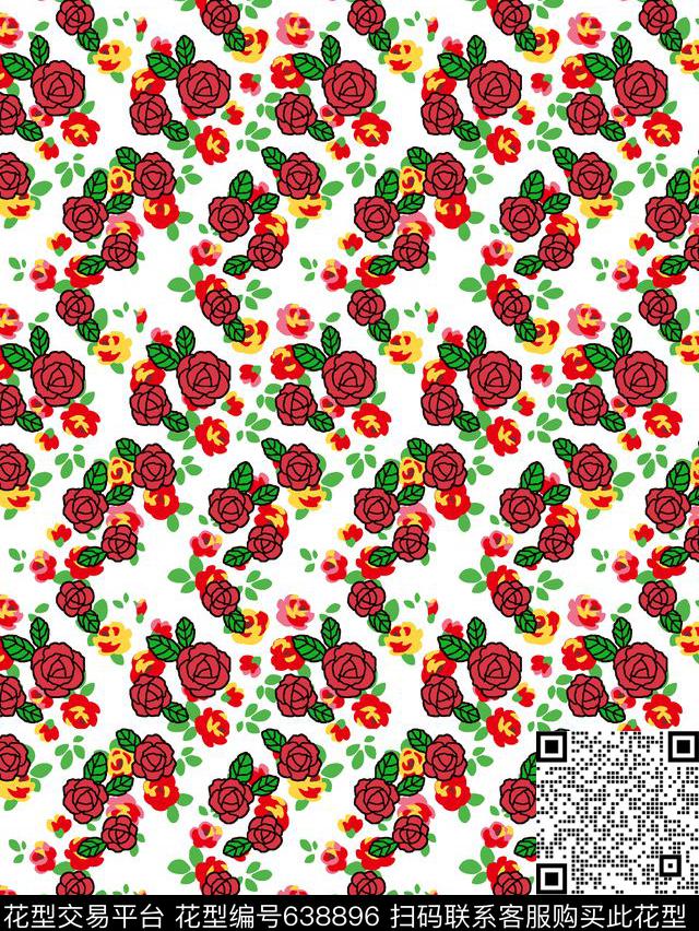 花卉小碎花女装传统印花华亿平台下载（图片编号: 638896） - 瓦栏（Walan）