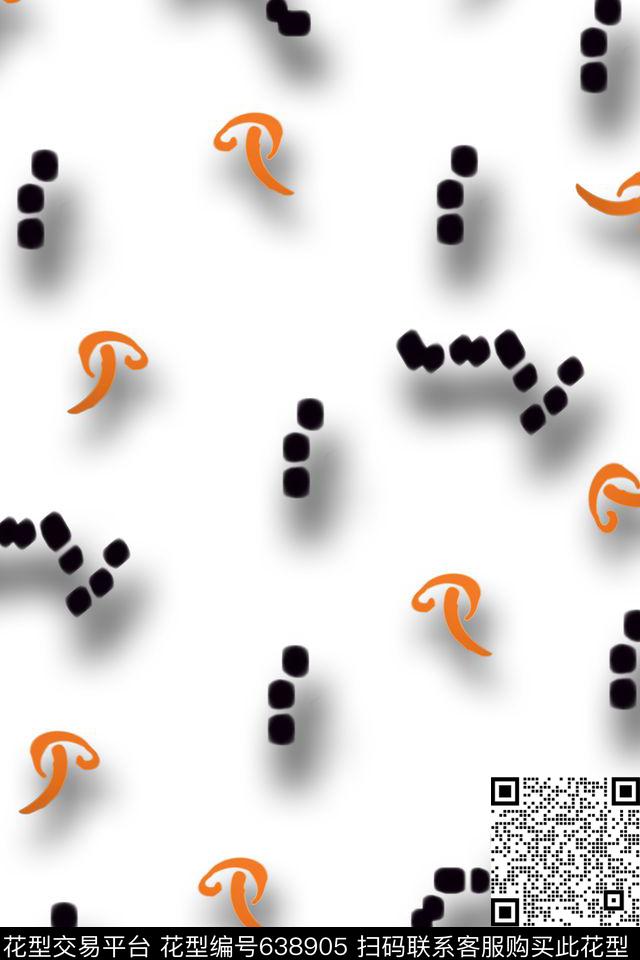 抽象投影菇白黑黄数码印花华亿平台下载（图片编号: 638905） - 瓦栏（Walan）