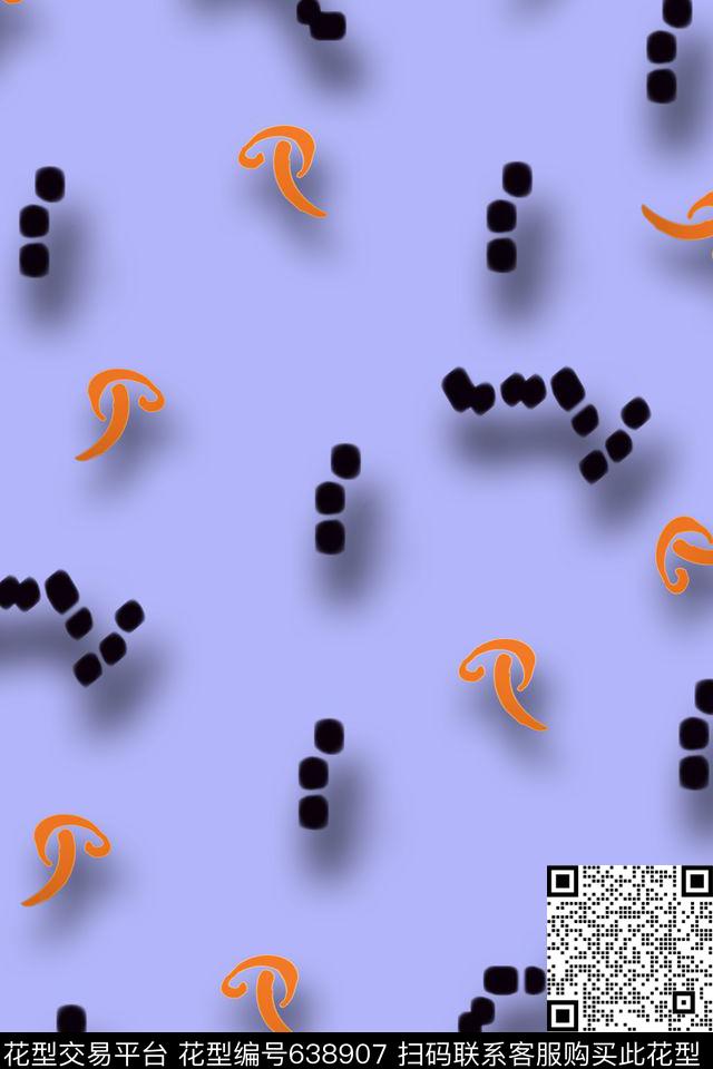 抽象投影菇白黑黄数码印花华亿平台下载（图片编号: 638907） - 瓦栏（Walan）