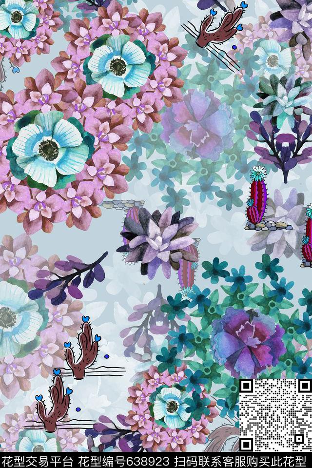 L.D~花卉L.D~水彩L.D~手绘传统印花华亿平台下载（图片编号: 638923） - 瓦栏（Walan）