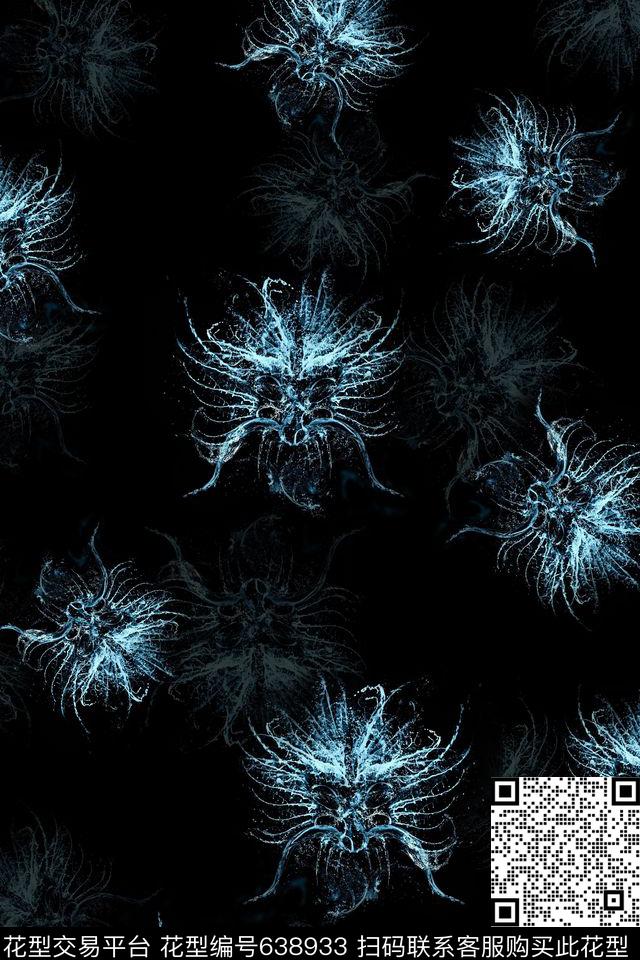 抽象科技感时尚男装数码印花华亿平台下载（图片编号: 638933） - 瓦栏（Walan）