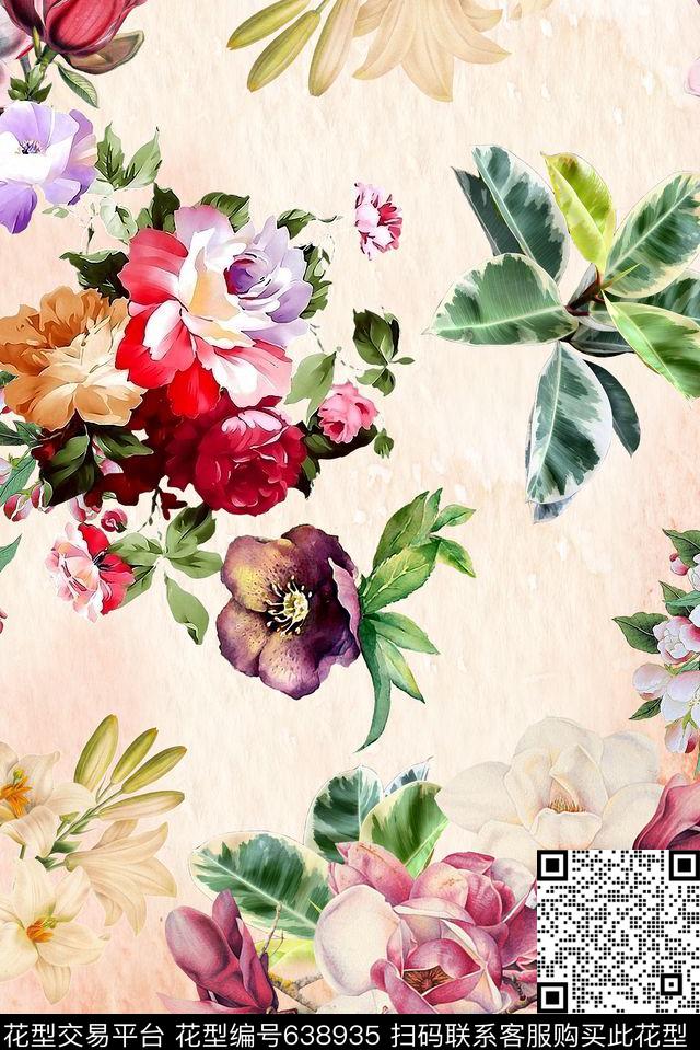 碎花小清新花卉花卉数码印花华亿平台下载（图片编号: 638935） - 瓦栏（Walan）