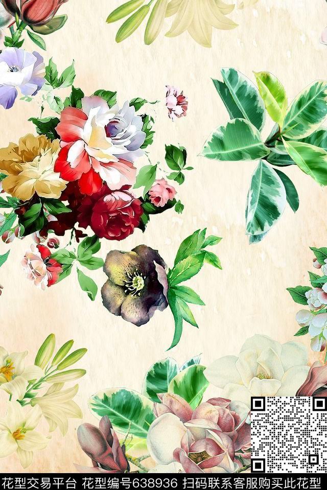 碎花小清新花卉花卉数码印花华亿平台下载（图片编号: 638936） - 瓦栏（Walan）