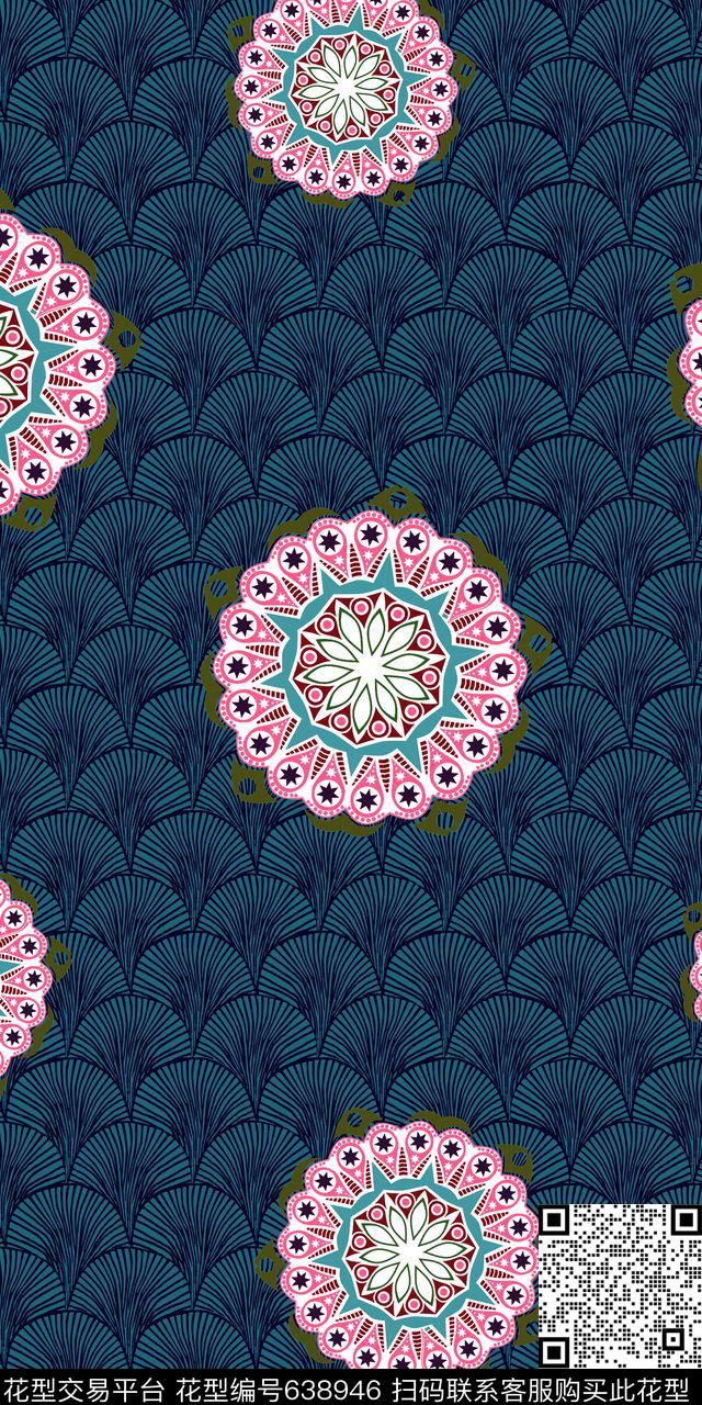 流行时尚不规则几何圆形传统印花华亿平台下载（图片编号: 638946） - 瓦栏（Walan）