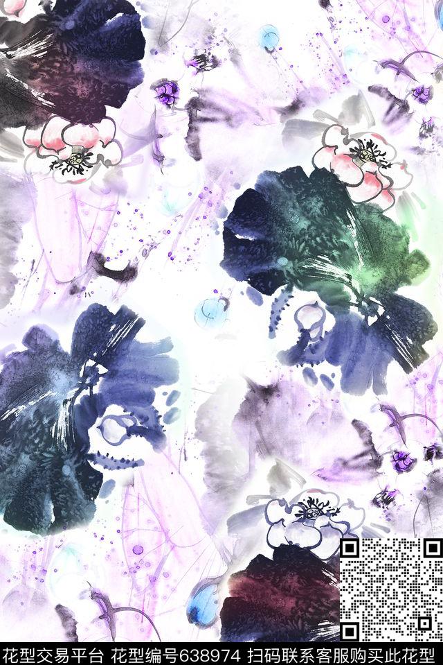 面料花荷花花朵数码印花华亿平台下载（图片编号: 638974） - 瓦栏（Walan）