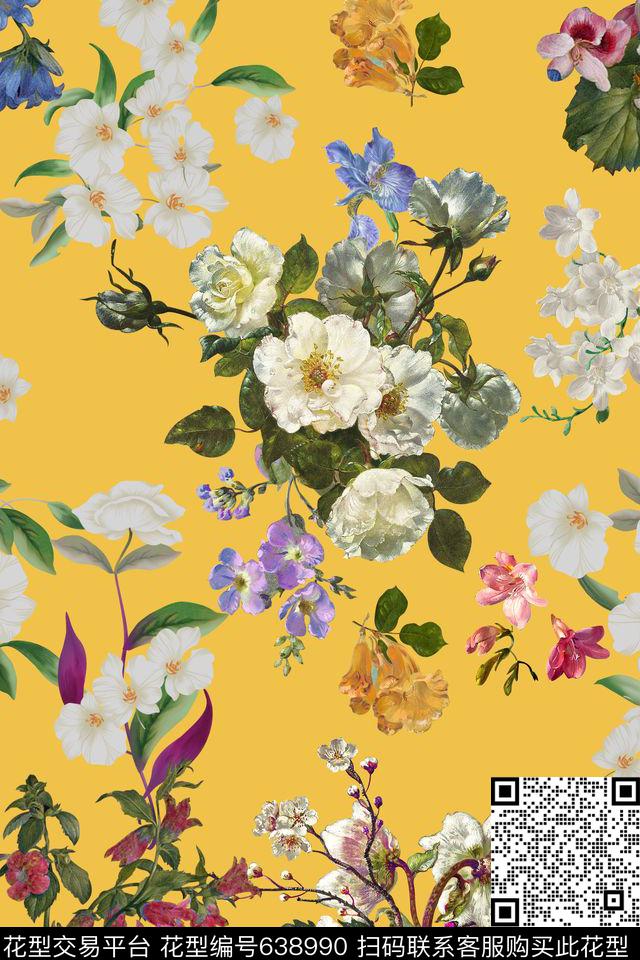 油画花卉布艺家纺花卉数码印花华亿平台下载（图片编号: 638990） - 瓦栏（Walan）