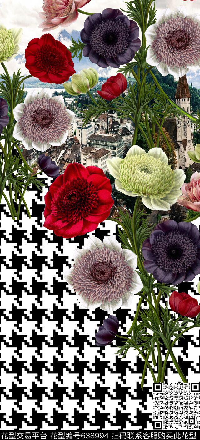 手绘花卉、千鸟格、风景图片数码印花华亿平台下载（图片编号: 638994） - 瓦栏（Walan）