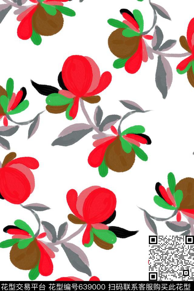 抽象花卉植物沙发布传统印花华亿平台下载（图片编号: 639000） - 瓦栏（Walan）