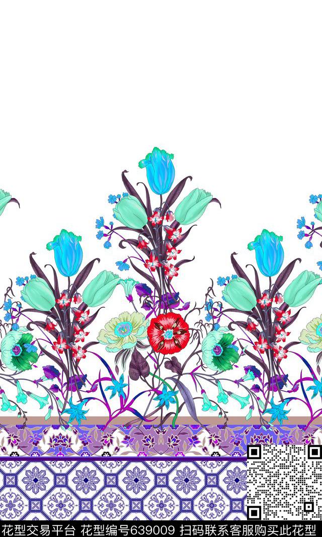 花卉民族风中东花纹传统印花华亿平台下载（图片编号: 639009） - 瓦栏（Walan）