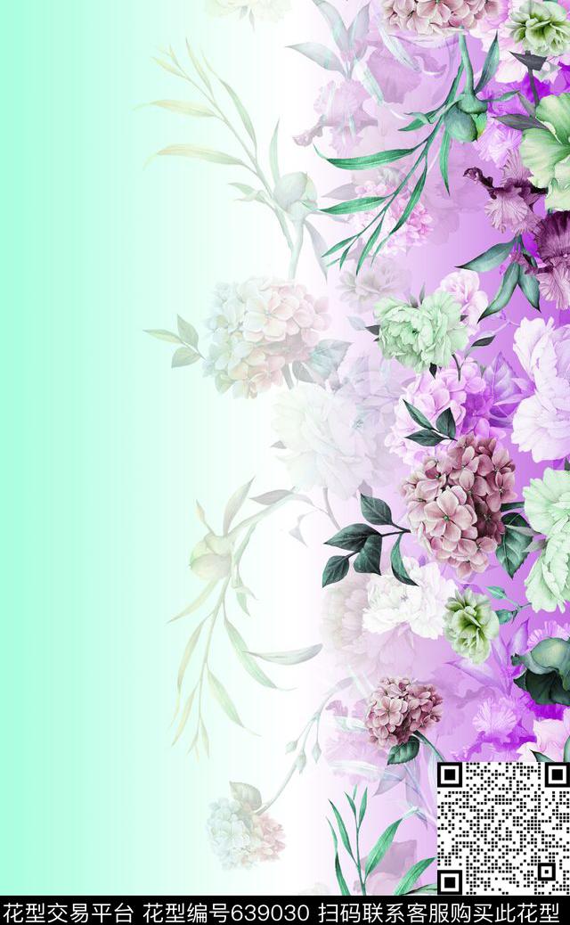 牡丹花卉围巾数码印花华亿平台下载（图片编号: 639030） - 瓦栏（Walan）