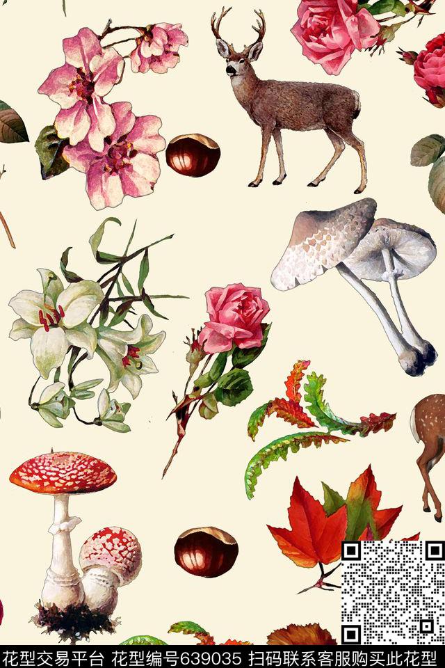 花卉动物数码印花华亿平台下载（图片编号: 639035） - 瓦栏（Walan）