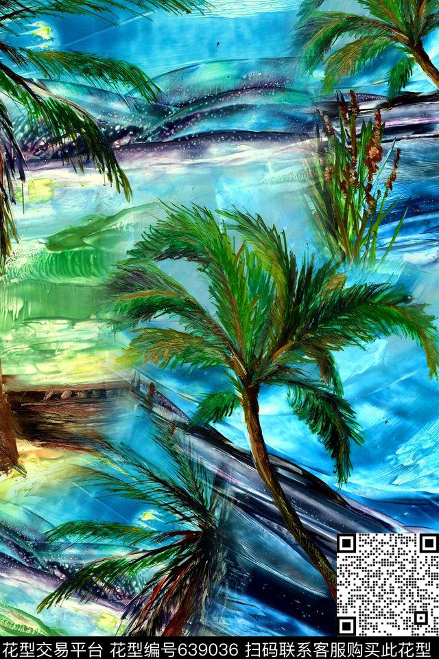 热带椰树数码印花华亿平台下载（图片编号: 639036） - 瓦栏（Walan）