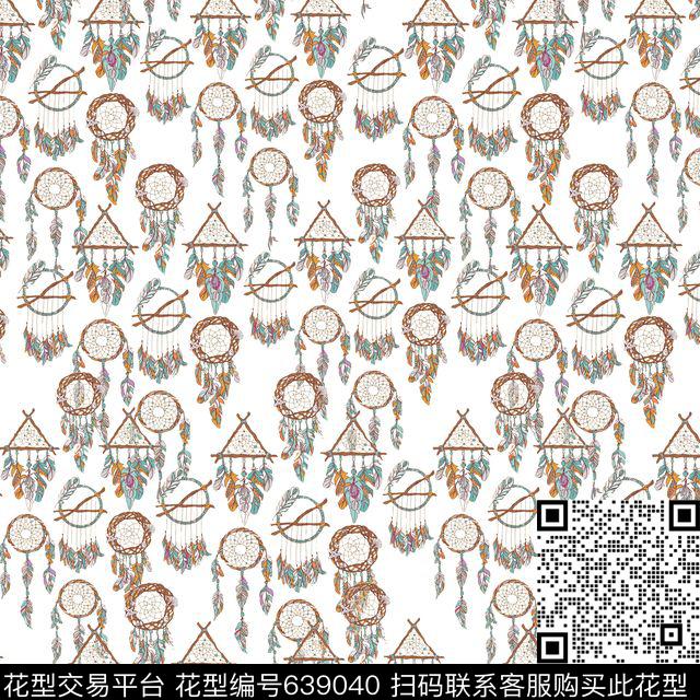 部落羽毛民族风神话数码印花华亿平台下载（图片编号: 639040） - 瓦栏（Walan）