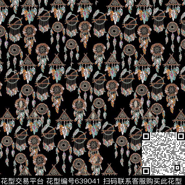 部落羽毛民族风神话数码印花华亿平台下载（图片编号: 639041） - 瓦栏（Walan）