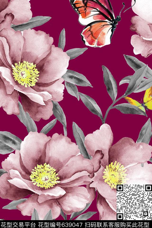 兰花简欧女装裙装数码印花华亿平台下载（图片编号: 639047） - 瓦栏（Walan）