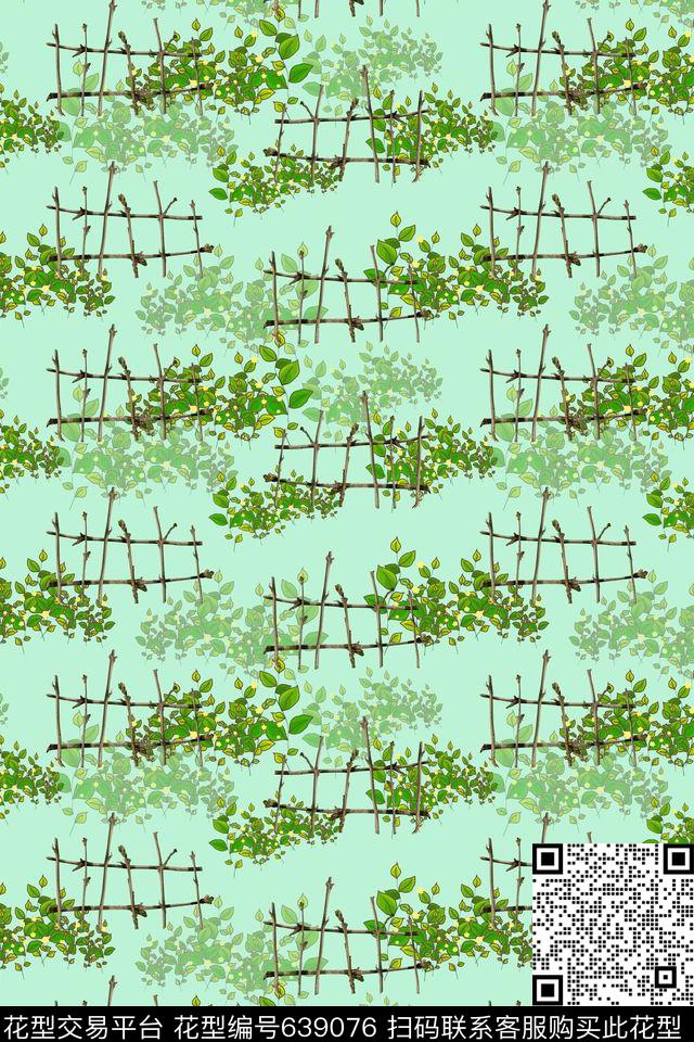 清新雅丽花卉花丛时尚清新数码印花华亿平台下载（图片编号: 639076） - 瓦栏（Walan）