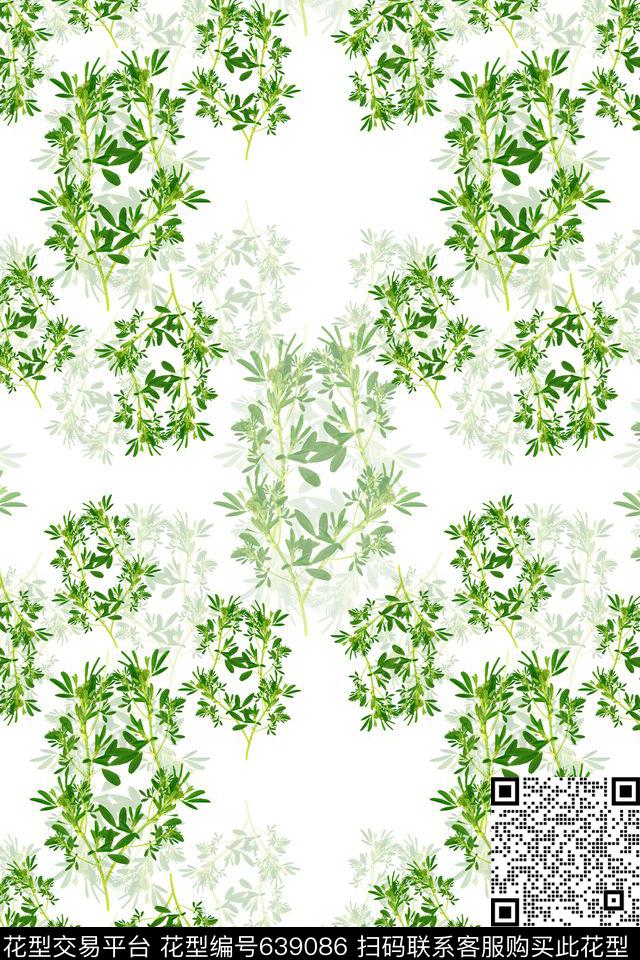 时尚清新清新雅丽植物花卉数码印花华亿平台下载（图片编号: 639086） - 瓦栏（Walan）