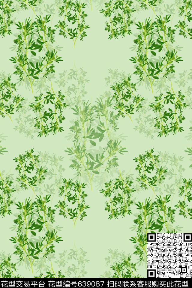 时尚清新清新雅丽植物花卉数码印花华亿平台下载（图片编号: 639087） - 瓦栏（Walan）