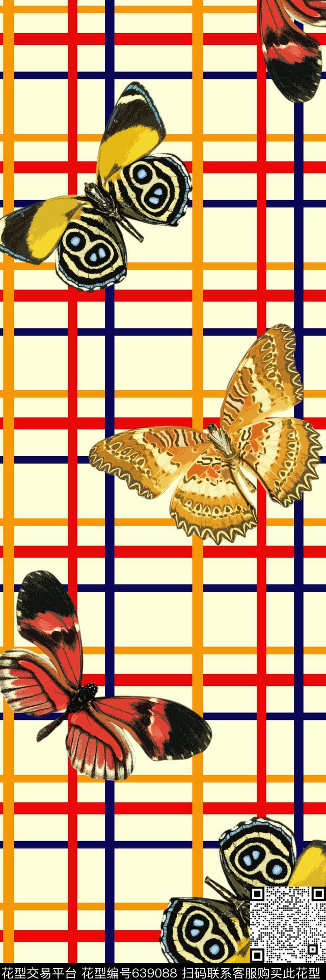 苏格兰格长巾蝴蝶丝巾传统印花华亿平台下载（图片编号: 639088） - 瓦栏（Walan）