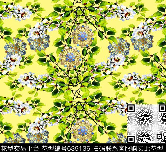 花卉植物珠宝饰品数码印花华亿平台下载（图片编号: 639136） - 瓦栏（Walan）