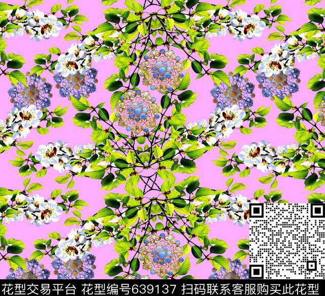 花卉植物珠宝饰品数码印花华亿平台下载（图片编号: 639137） - 瓦栏（Walan）