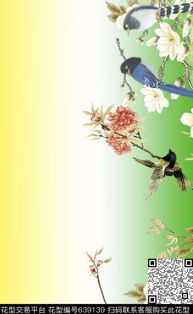 花卉花鸟中国风数码印花华亿平台下载（图片编号: 639139） - 瓦栏（Walan）